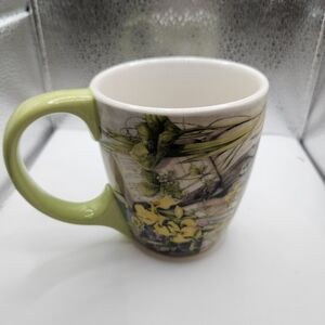 Lang Nature's Journal Floral Butterfly Ceramic Mug with Green Handle